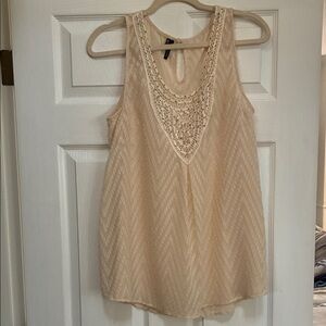 Maurices Beige Chevron Lace Tank Top
